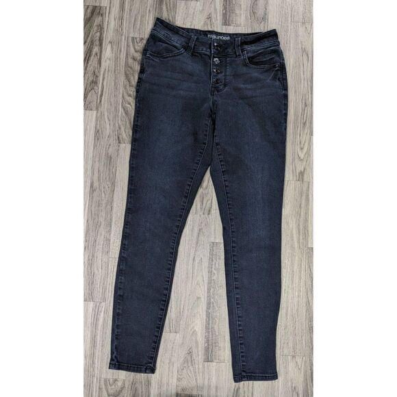 (3/$35) Maurices Size Small Regular High Rise Button Fly Skinny Denim Blue Jeans - Picture 1 of 11
